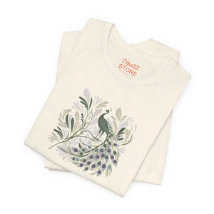 Soft Cotton Floral Peacock Tee - Quality Print - Dipaliz - T-shirts