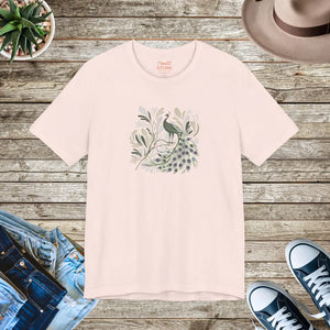 Soft Cotton Floral Peacock Tee - Quality Print - Dipaliz - T-shirts
