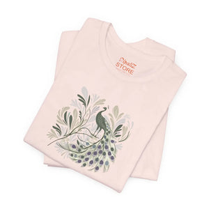Soft Cotton Floral Peacock Tee - Quality Print - Dipaliz - T-shirts