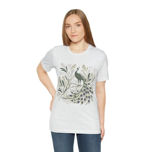 Floral Peacock Soft Cotton Tee Quality Print - Dipaliz - Ash / s - T-shirts