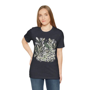 Floral Peacock Soft Cotton Tee Quality Print - Dipaliz - Heather Navy / s - T-shirts