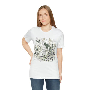 Floral Peacock Soft Cotton Tee Quality Print - Dipaliz - White / s - T-shirts