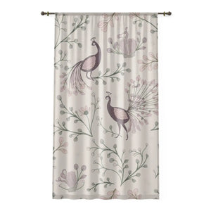 Floral Peacock Window Curtains - Polyester Fabric - Dipaliz