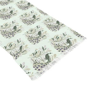 Sage Peacock Fringe Scarf Light - Scarves & Shawls