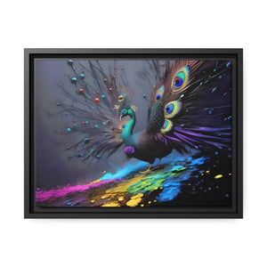 Peacock Immortalized Matte Canvas Black Frame Wall Art - Dipaliz - 16″ x 12″ (horizontal) / 1.25’’ - Posters Prints &