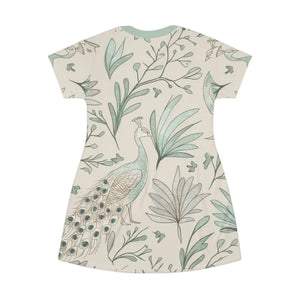 Peacock Printed Shirt Dress – Mint Colored - Dipaliz - Dresses - Xs