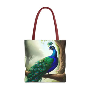 Print Tote Bag - Peacock Branch Design - Dipaliz - 18’’ × / Red - Bags