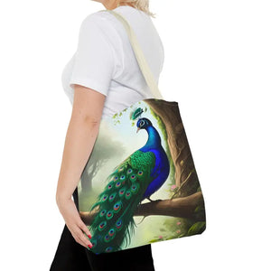 Print Tote Bag - Peacock Branch Design - Dipaliz - Bags