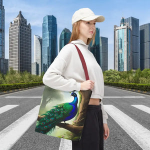 Print Tote Bag - Peacock Branch Design - Dipaliz - Bags