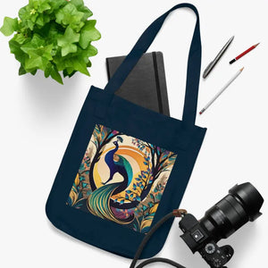 Peacock Organic Tote Bag - Certified Cotton Eco Style - Dipaliz - Bags