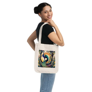 Peacock Organic Tote Bag - Certified Cotton Eco Style - Dipaliz - Bags
