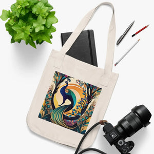 Vibrant Peacock Tote Bag - Organic Cotton - Dipaliz - Bags