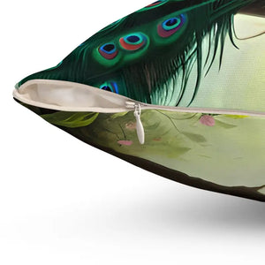 Beautiful Peacock Spun Polyester Square Pillow - Bold Decor - Dipaliz - Throw Pillows