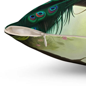 Beautiful Peacock Spun Polyester Square Pillow - Bold Decor - Dipaliz - Throw Pillows