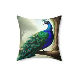 Beautiful Peacock Spun Polyester Square Pillow - Bold Decor - Dipaliz - Throw Pillows