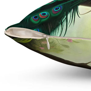 Beautiful Peacock Spun Polyester Square Pillow - Bold Decor - Dipaliz - Throw Pillows