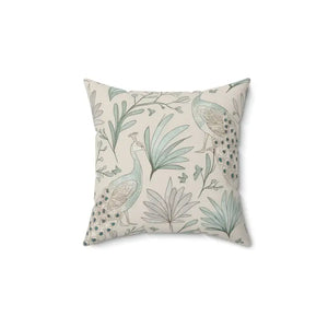 Peacock Paradise Square Pillow - Spun Polyester Home Decor - Dipaliz - 14’’ × - Throw Pillows