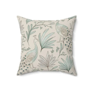 Peacock Paradise Square Pillow - Spun Polyester Home Decor - Dipaliz - 18’’ × - Throw Pillows