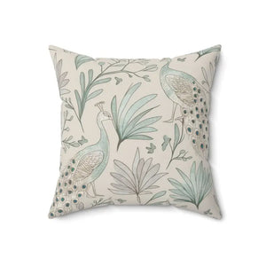 Peacock Paradise Square Pillow - Spun Polyester Home Decor - Dipaliz - Throw Pillows