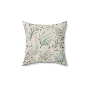 Peacock Paradise Square Pillow - Spun Polyester Home Decor - Dipaliz - Throw Pillows