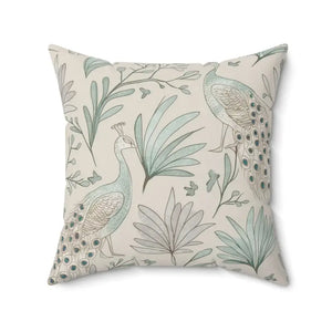 Peacock Paradise Square Pillow - Spun Polyester Home Decor - Dipaliz - Throw Pillows