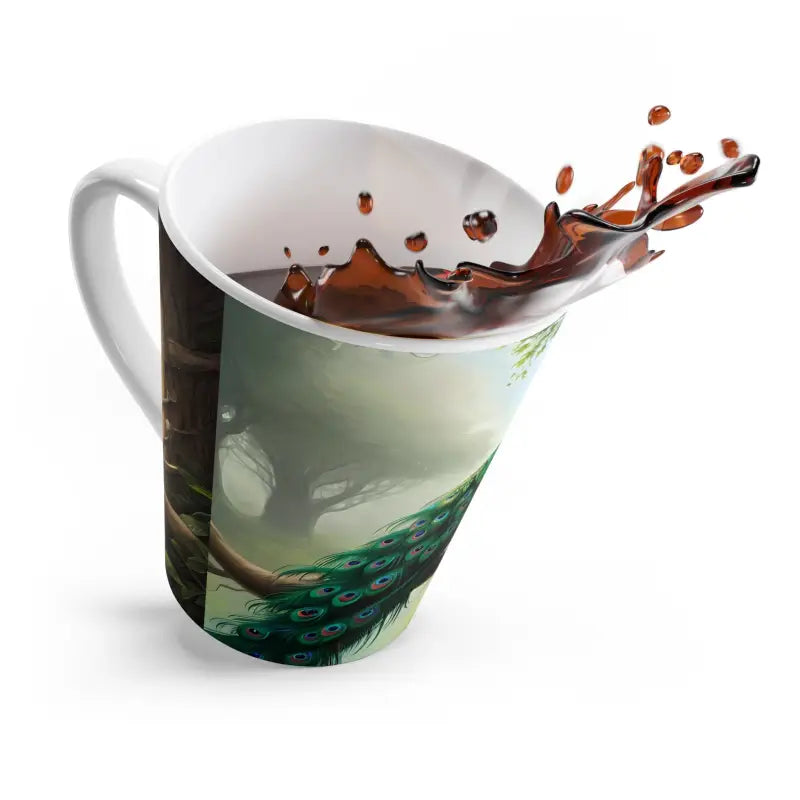 Make Mornings Pop with the Fashionable Peacock Latte Mug! - 12oz Mug