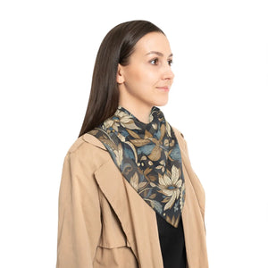 Dark Peacock Botanical Square Poly Scarf - Scarves & Shawls