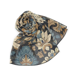 Dark Peacock Botanical Square Poly Scarf - Scarves & Shawls