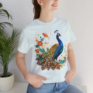 Unisex Jersey Short Sleeve Tee Peacock Power Design Dipaliz - Heather Ice Blue / s - T-shirts