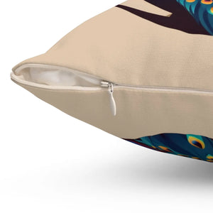 Peacock Square Pillow Double-sided Print - Dipaliz - Throw Pillows