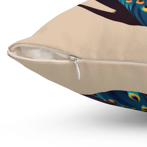 Peacock Square Pillow Double-sided Print - Dipaliz - Throw Pillows
