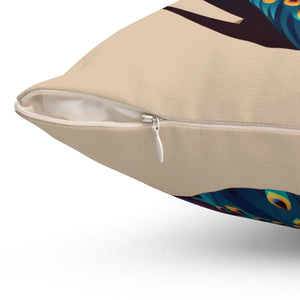 Peacock Square Pillow Double-sided Print - Dipaliz - Throw Pillows