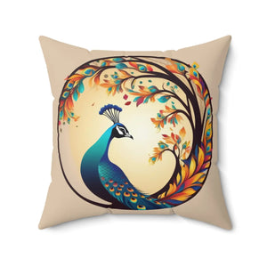 Peacock Square Pillow Double-sided Print - Dipaliz - Throw Pillows