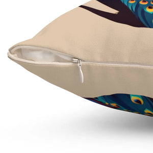 Peacock Square Pillow Double-sided Print - Dipaliz - Throw Pillows