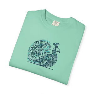 Peacock Cotton Tee Garment Dyed Eco Friendly Gift Dipaliz - T-shirts
