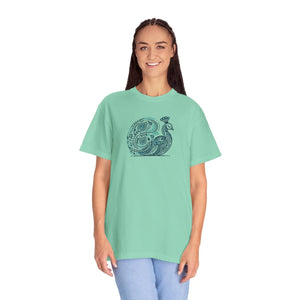 Peacock Cotton Tee Garment Dyed Eco Friendly Gift Dipaliz - T-shirts