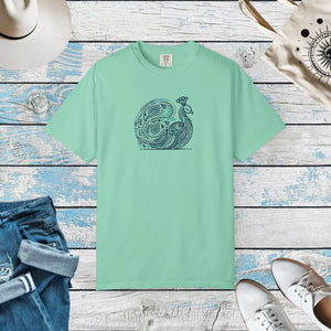 Peacock Cotton Tee Garment Dyed Eco Friendly Gift Dipaliz - T-shirts