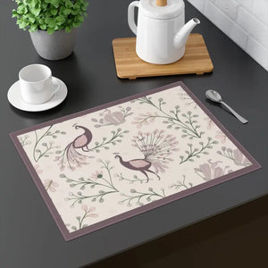Peacock Cotton Placemat - Vibrant Dining Table Decor - Dipaliz - 18’’ × 14’’ - Placemats