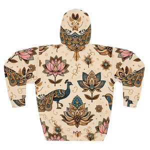 Vibrant Hoodie - Peacock and Lotus All-over Print - Dipaliz - Hoodies