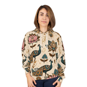 Vibrant Hoodie - Peacock and Lotus All-over Print - Dipaliz - Hoodies