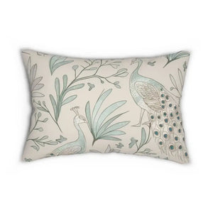 Spun Polyester Lumbar Pillow - Peacock Design - Dipaliz - 20’’ × 14’’ - Pillows
