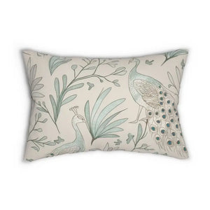 Spun Polyester Lumbar Pillow - Peacock Design - Dipaliz - 20’’ × 14’’ - Pillows