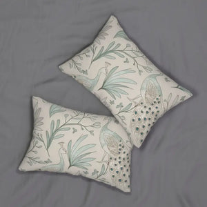 Spun Polyester Lumbar Pillow - Peacock Design - Dipaliz - 20’’ × 14’’ - Pillows