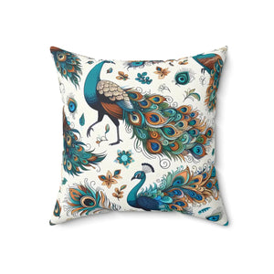 Peacock Design Pillow Spun Polyester Square - Dipaliz - Throw Pillows