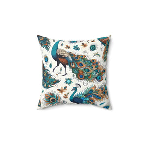 Peacock Design Pillow Spun Polyester Square - Dipaliz - Throw Pillows