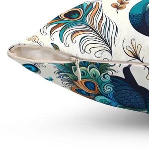 Peacock Design Pillow Spun Polyester Square - Dipaliz - Throw Pillows