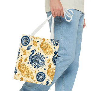 Peacock Style Tote with Cotton Webbing Straps - Dipaliz - Bags