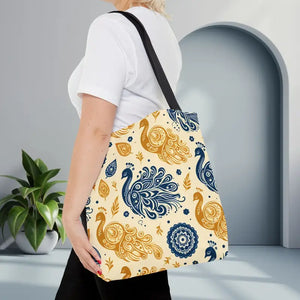 Peacock Style Tote with Cotton Webbing Straps - Dipaliz - Bags