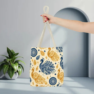 Peacock Style Tote with Cotton Webbing Straps - Dipaliz - Bags