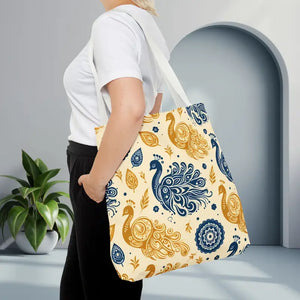 Peacock Style Tote with Cotton Webbing Straps - Dipaliz - Bags